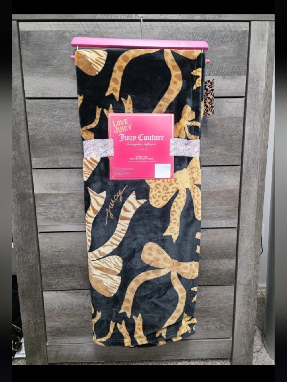 Juicy Couture-Animal Print & Bows Oversized Plush Throw Blanket (60x70)🖤🤎